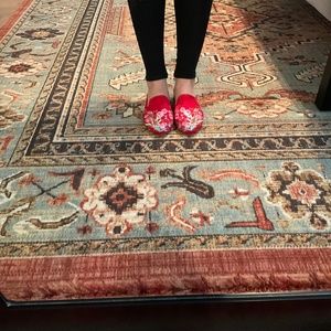 Beautiful NWT & Box Red Silk Chinese Embroidered Mules Sz 41 Purchased in China!